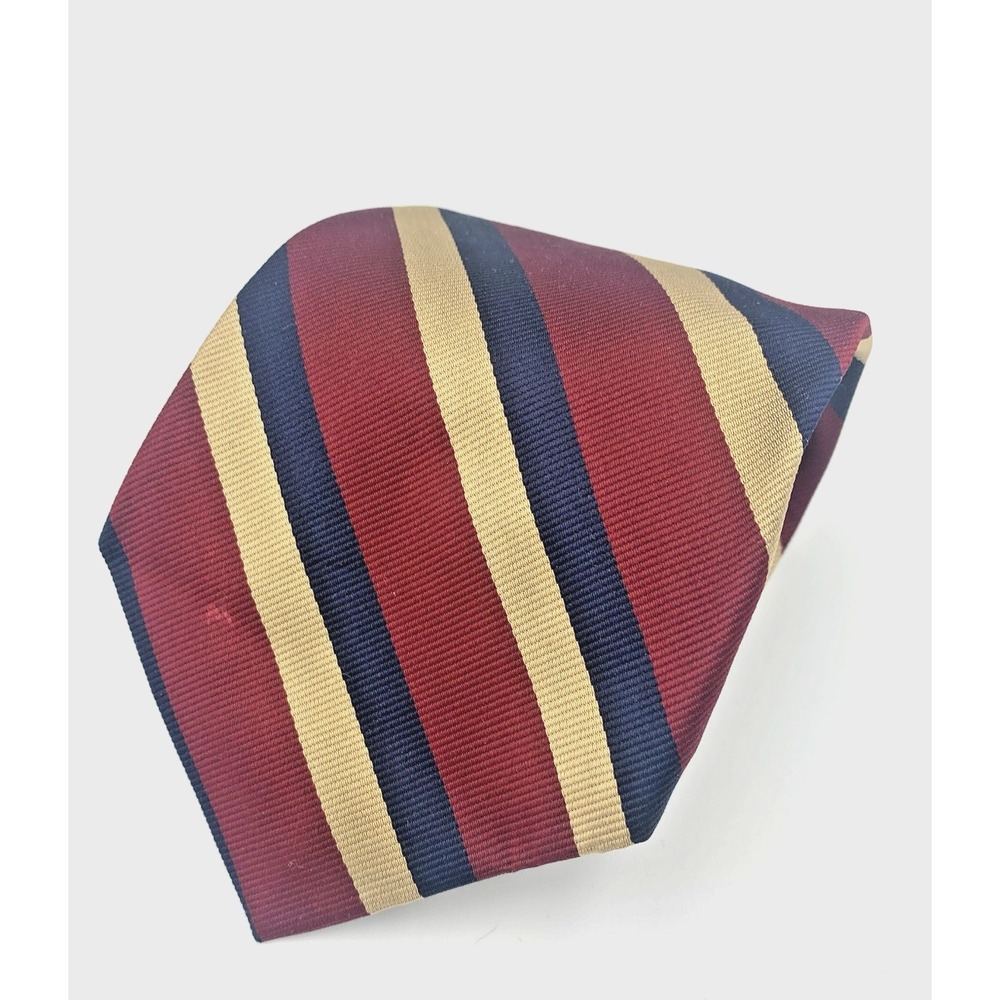 Robert Talbott Beltonians Striped 100% Repp Silk Tie ~ Hand Made in USA ~ 58"‎ L